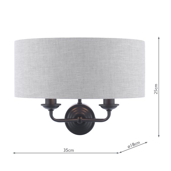 (image for) Laura Ashley Sorrento 2 Light Wall Light Matt Black With Natural Shade